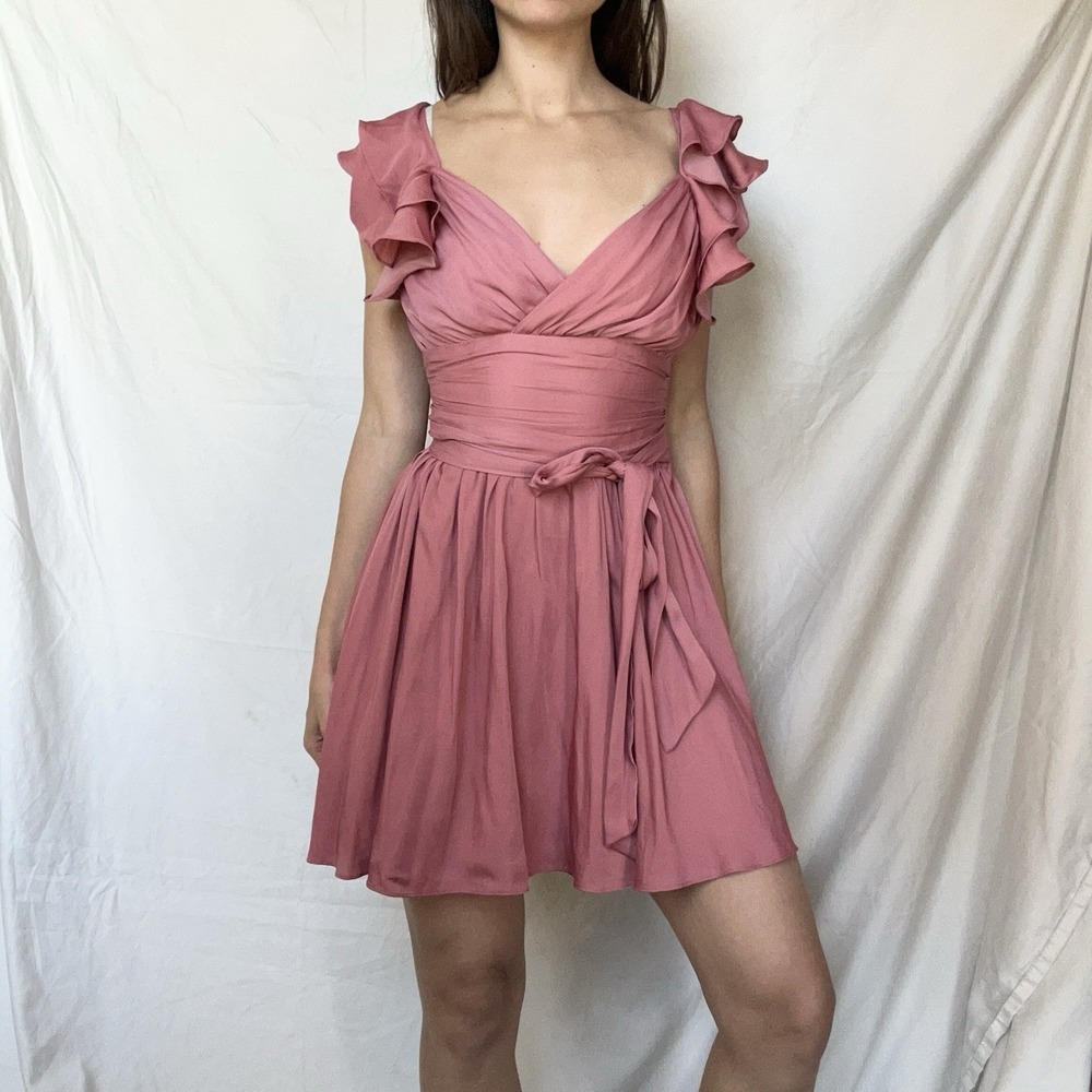 Selfie Leslie Pink Ruffle Mini Dress NWT Coquette Romantic Whimsy Ditsy
